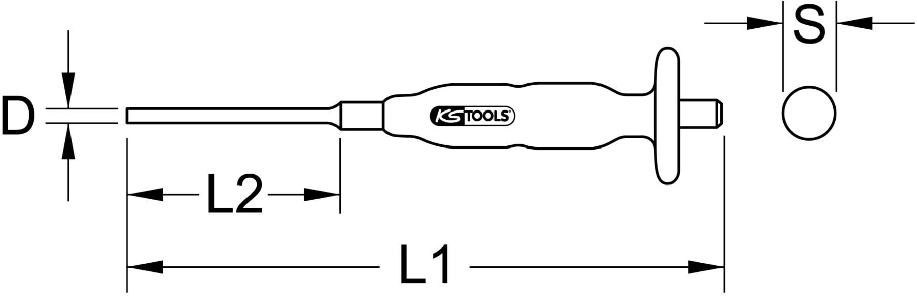 KS Tools Durchtreiber mit Handschutzgriff, rund, Ø 6mm (156.0026)