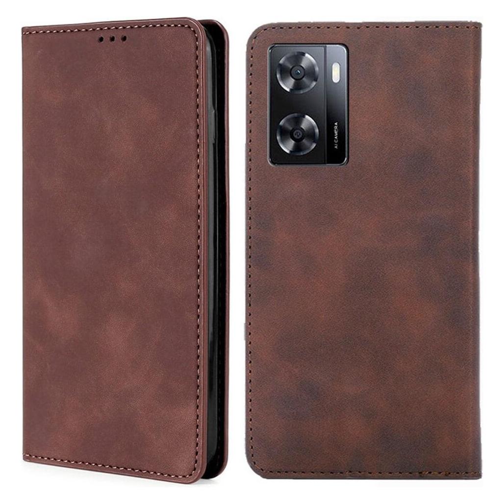 Cover-Discount OPPO A57s - Stand Flip Case Hülle dunkelbraun (Oppo A57s) (660116248D)