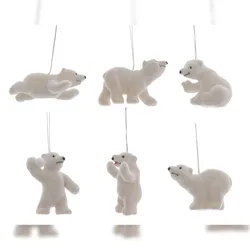 Christmas Decorations 6 Christbaumschmuck Eisbären 8cm Kunststoff Anhänger Weihnachtsschmuck Tiere 9cm