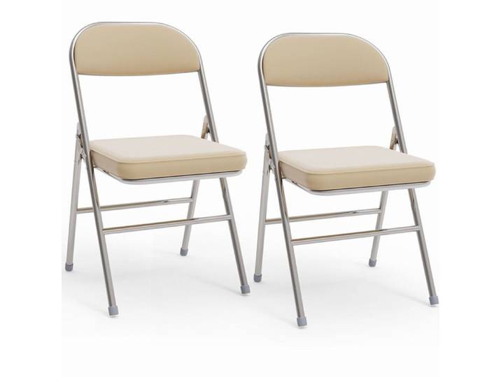 Chaises Pliantes en PU Jaune - VIVOLILV - Lot de 2 Chaises Empilable avec coussin d'assise épais - 46x42x80 cm