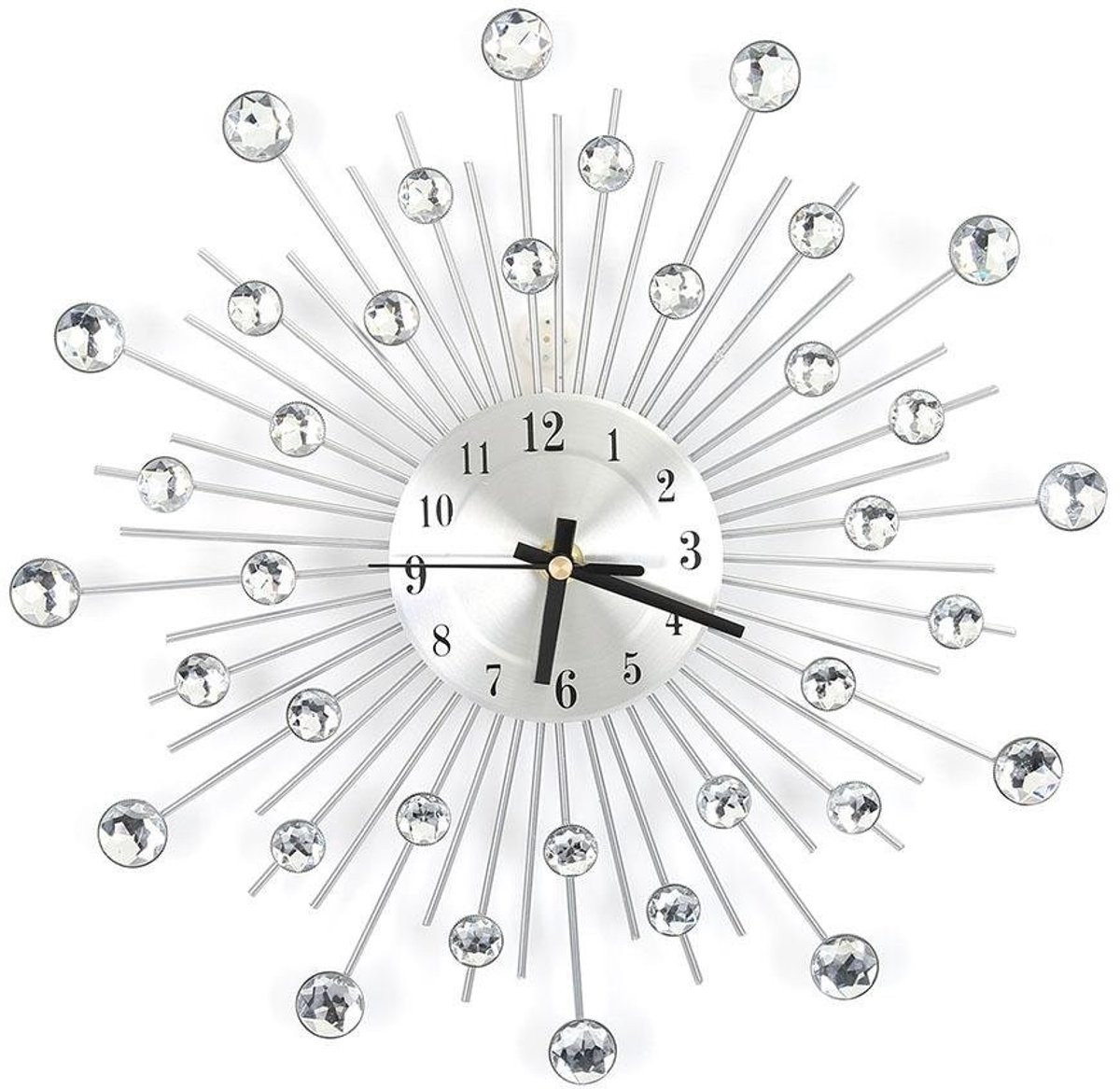 Aladdien Diamant Bezaaide Wandklok - Analoge Metalen Wandklok met Stille Beweging - Elegant Design voor Woonkamer en Slaapkamer