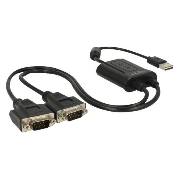 Delock Adapter USB-A>2x Seriell DB9 RS-232 (63950)