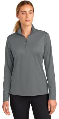 Sport-Tek LST672 Women's Micropique Sport-Wick 1/4-Zip in Grey Concrete size XL   Polyester