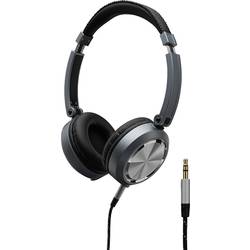 Monacor MD-460 Over Ear Kopfhörer kabelgebunden Schwarz, Silber Schwenkbare Ohrmuscheln, Faltbar 22.1310