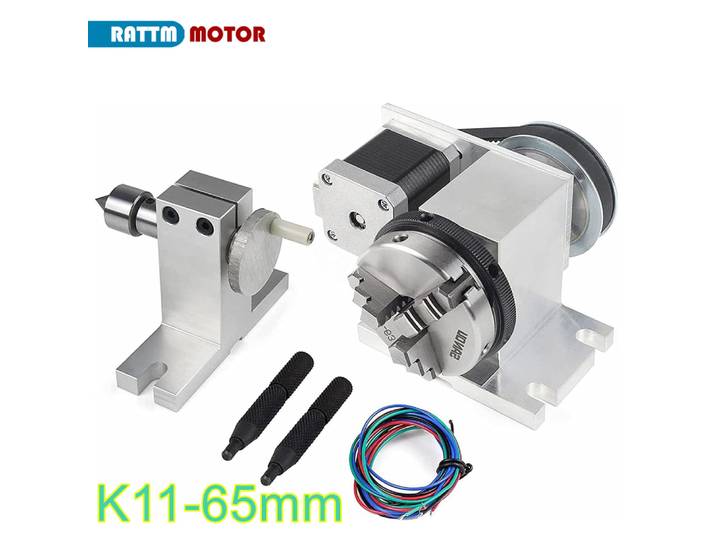 【EU US】Kit de tour CNC quatrième 4ème A axe rotatif K11-65mm / K12-65mm avec mandrin à 3 ou 4 mâchoires
