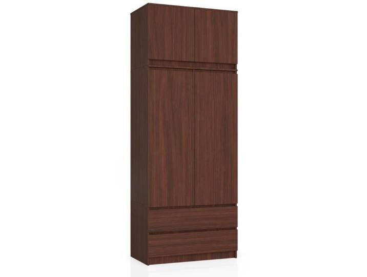 Armoire avec surmeuble AKORD S90 Wengé 90 cm 2 portes 2 tiroirs façade Wengé 6 étagères 90x51x234 cm