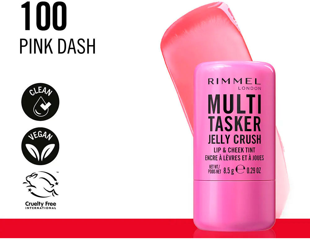 Rimmel London Bâton de blush et de rouge à lèvres Multitasker Jelly Crush #100-Pink Dash