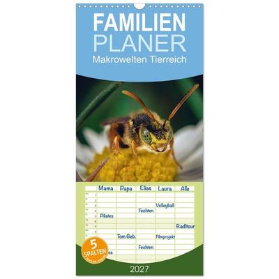 Familienplaner 2027 - Makrowelten Tierreich mit 5 Spalten (Wandkalender, 21 x 45 cm) CALVENDO