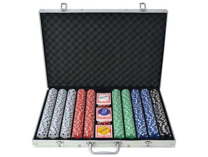 vidaXL Spiel Poker Set mit 1.000 Chips Aluminium, Pokerkoffer 1000 Pokerchips Aluminium Koffer Chips Poker Set Pokerset