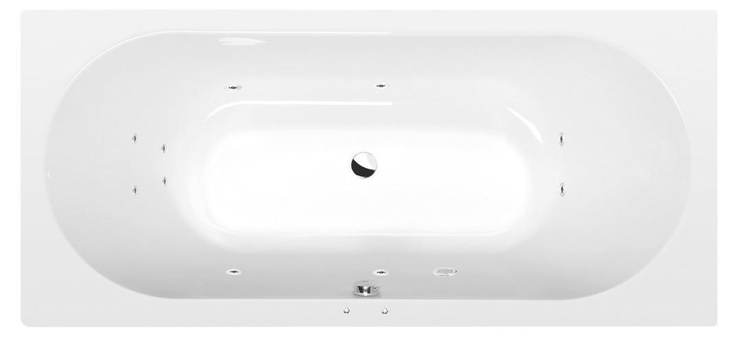 Polysan VIVA B Whirlpool-Badewanne, 185x80x47cm, Active Hydro, Chrom