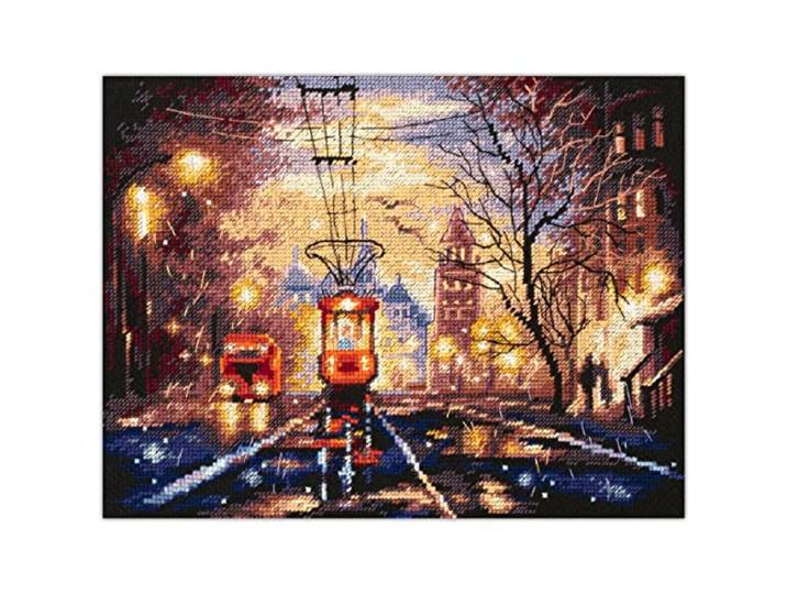 Magic Needle 550-760 ZW Wegbaan in de nacht kruissteekset met telpatroon Zweigart Edition, katoen, meerkleurig, 27x20cm