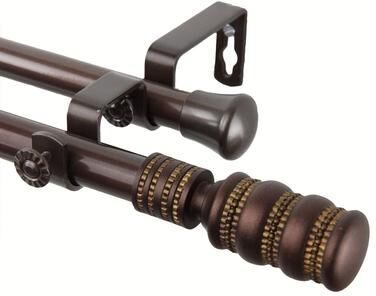 InStyleDesign Cork Adjustable Cocoa Curtain Rod Set
