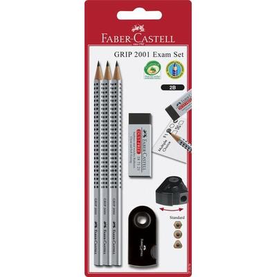 Faber-Castell Bleistifte Grip Exam Set 2B inkl. Radierer + Spitzer
