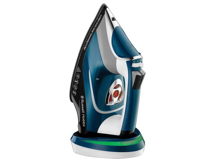Russell Hobbs Dampfbügeleisen, Blau, Metall, Kunststoff, 350 ml, 12.0x16.0x35.0 cm, Sprayeinrichtung, Selbstentkalkung, für Leitungswasser geeignet, Tropf-Stopp, Betriebskontrollleuchte, Haushalt & Reinigung, Wäschepflege, Bügeleisen