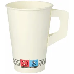 VEPATIM 400x Henkelbecher Kaffeebecher weiß Pappe beschichtet 200 ml