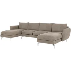 WOHNLANDSCHAFT Elou Dunkelbeige Microfaser