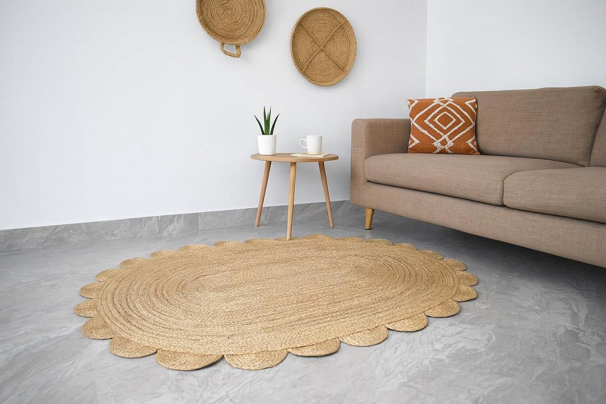 Handgeweven Ovaal Jute Vloerkleed in Boho Stijl - Natuurlijk