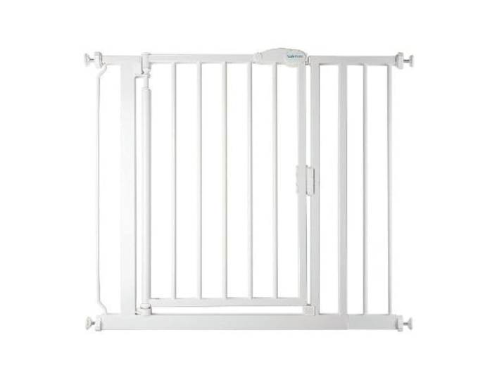 Safetots Self Closing Klemhek, Zelfsluitend, Traphekje Zonder Boren, Klembevestging, 89.4 cm - 96.4 cm, Wit, Veiligheidshekje voor trap en deur, Kinderhek Eenvoudig Geïnstalleerd