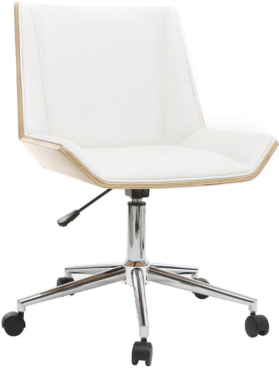 Miliboo Design-Bürostuhl PU Weiß und Helles Holz MELKIOR