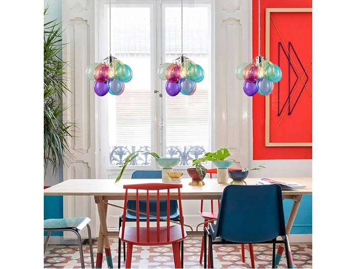SANDYHA coloré LED ballon lustre bulle plafonnier pour salon et chambre élégant décoration de la maison suspension