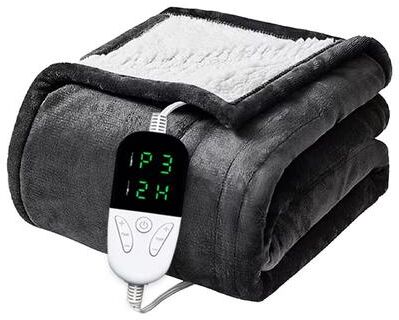 Inspired Finds Electric Heated Throw Blanket Soft Plush 6 Heat Levels Auto Shut Off Safety Protection dark Grey 70.87x59.06in