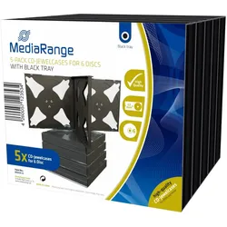 MediaRange BOX34-6 CD-Hülle Schmuckschatulle 6 Disks Schwarz