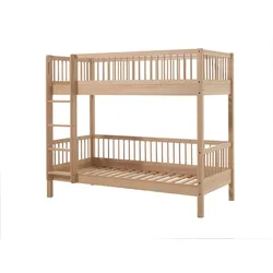 ETAGENBETT Kelci 2x90x200 umbaubar mit Leiter Buche Massivholz natur