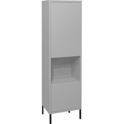 Vitrine MÄUSBACHER "Bonnie", grau (kreidegrau matt lack), B:41cm H:145cm T:32cm, Schränke, Vitrine, Vitrine mit Quadratgestell