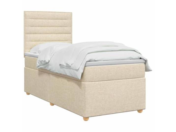 vidaXL Boxspringbett mit Matratze Creme 100 x 200 cm Stoff Bietet perfekt ausgewogene Unterstützung, Anpassbar an deine Wunschhöhe, Praktische und energiesparende USB-Beleuchtung