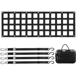 VEVOR Heckklappennetz, 1525 x 470 mm, LKW-Ladeflächennetz mit 4 verstellbaren Teleskopgurten, ausziehbar und langlebig, flexible Einstellung, Gepäcknetz geeignet für Pickup, Anhänger, LKW, Jeep, SUV