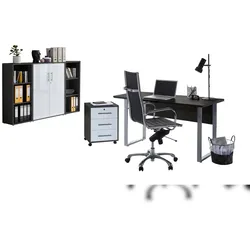moebel-dich-auf Büromöbel-Set TABOR 2 in anthrazit / weiß Hochglanz, Arbeitszimmer Komplett-Set Büro