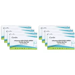 8 Stück CorDx 4-in-1 (Influenza A/B + COVID-19 + RSV) Antigen Selbsttest / Schnelltest