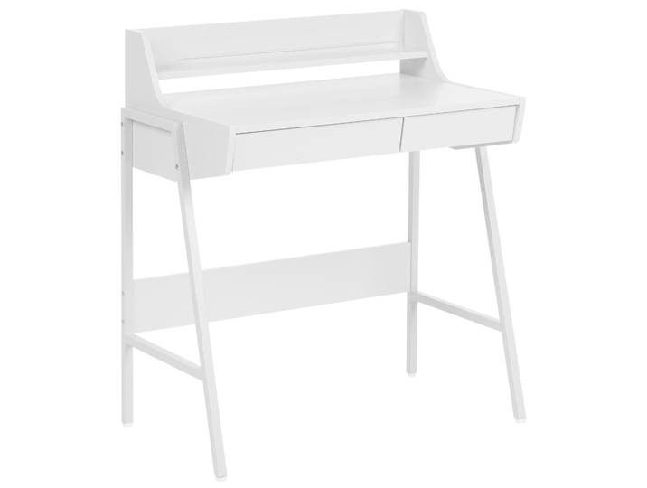 BELIANI Schreibtisch Weiß 73 x 48 cm 2 Schubladen mit erhöhter Ablage Industriell