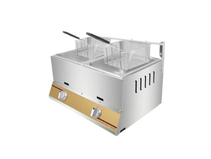 Professionelle Gasfritteuse Mit 12 L Doppelzylinder-Hähnchenchips-Tank