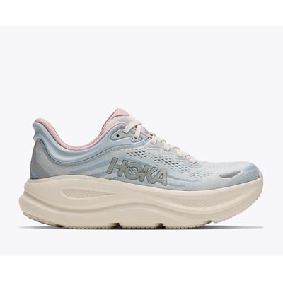 Laufschuh HOKA ONE ONE "BONDI 9 GLM", Damen, Gr. 42, alabaster, mineral blau, Synthetik, Textil, Schuhe Laufschuh, mit leicht profiliertem Laufsohlenprofil, atmungsaktives Obermaterial