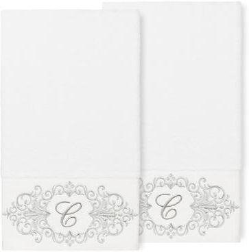 Authentic Hotel and Spa 100% Turkish Cotton Monica 2PC Embellished Bath Towel Set