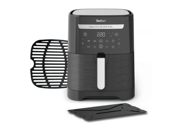 Tefal Easy Fry & Grill XXL Heißluftfritteuse 6,5 L – Airfryer mit Flexcook-Trennwand (XXL oder geteilt), 8 Programme, 80–220 °C, Druckguss-Grillplatte, fettarm frittieren, spülmaschinenfest EY8018
