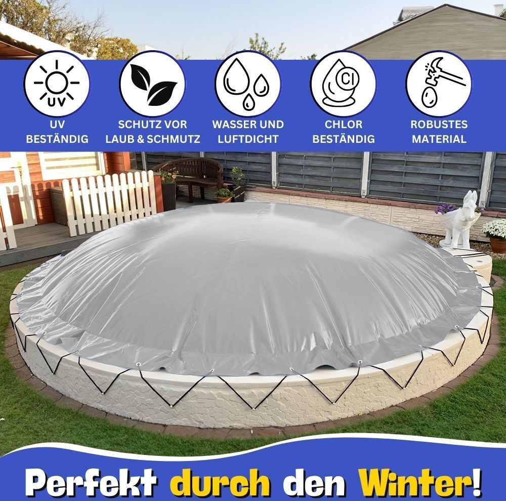 Aufblasbare Poolabdeckung Ovalpool 1100 x 500 cm I Oval Pool 11 x 5 m I grau (RAL7038)