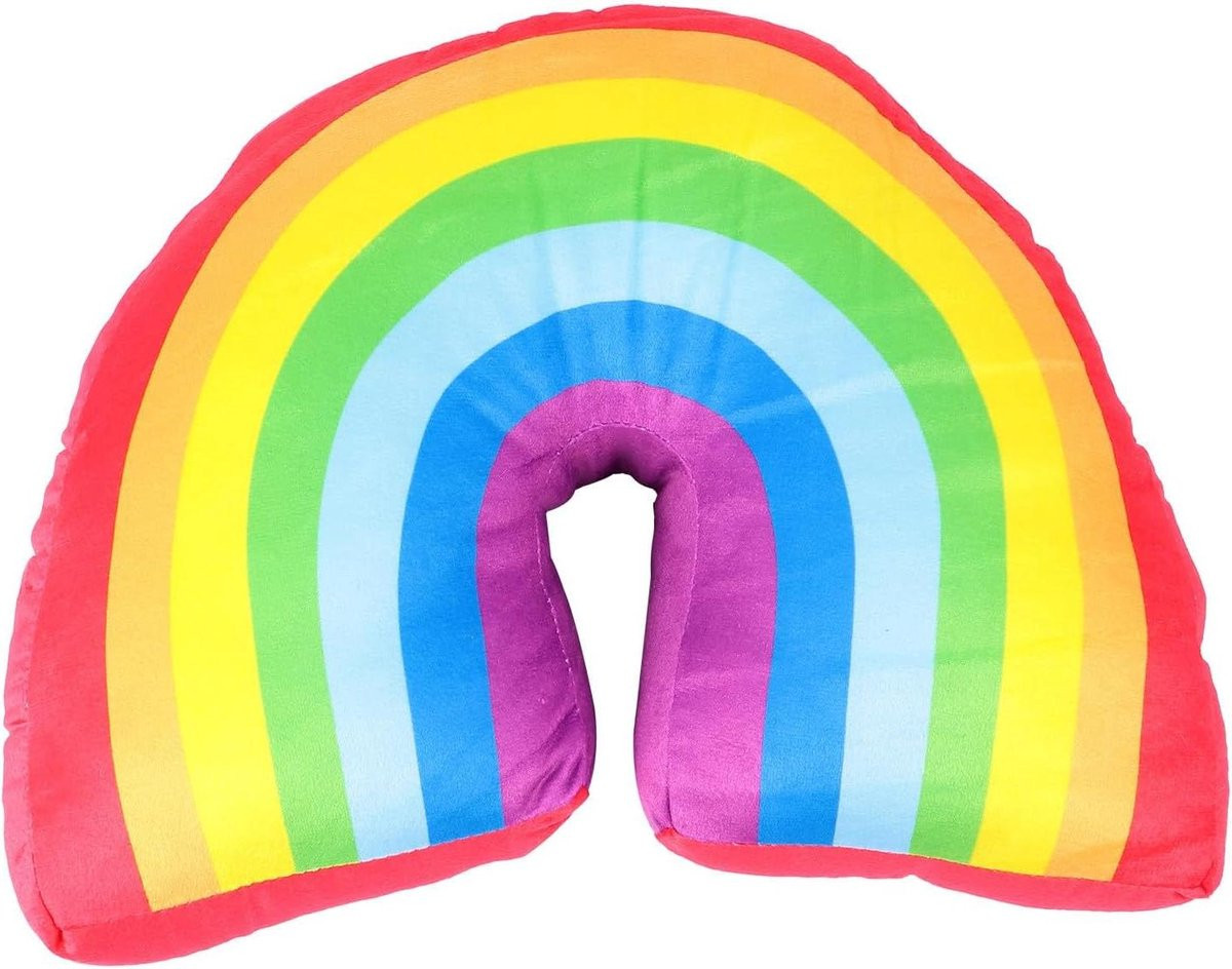 Decoratief Regenboog Sierkussen - Veelkleurig Pluche Kussen - Breedte: 35 cm