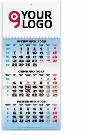Calendario Trittico 2027 1 spirale lusso 31x69cm carta naturale Personalizzate o neutre