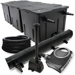 Wiltec, Brunnen + Gartenteich, FilterSet Bio TeichFilter90000l 72W UVC Klärer Pumpe Schlauch Springbrunnen 122
