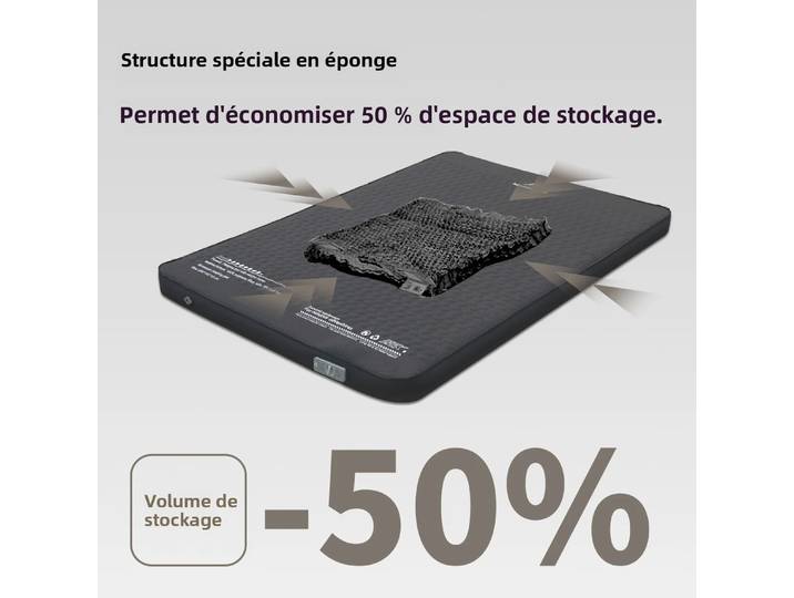 Coussin éponge épais, matelas d'extérieur portable, avec pompe à air intégrée pour l'inflation et la dégonflage, matelas auto-gonflant