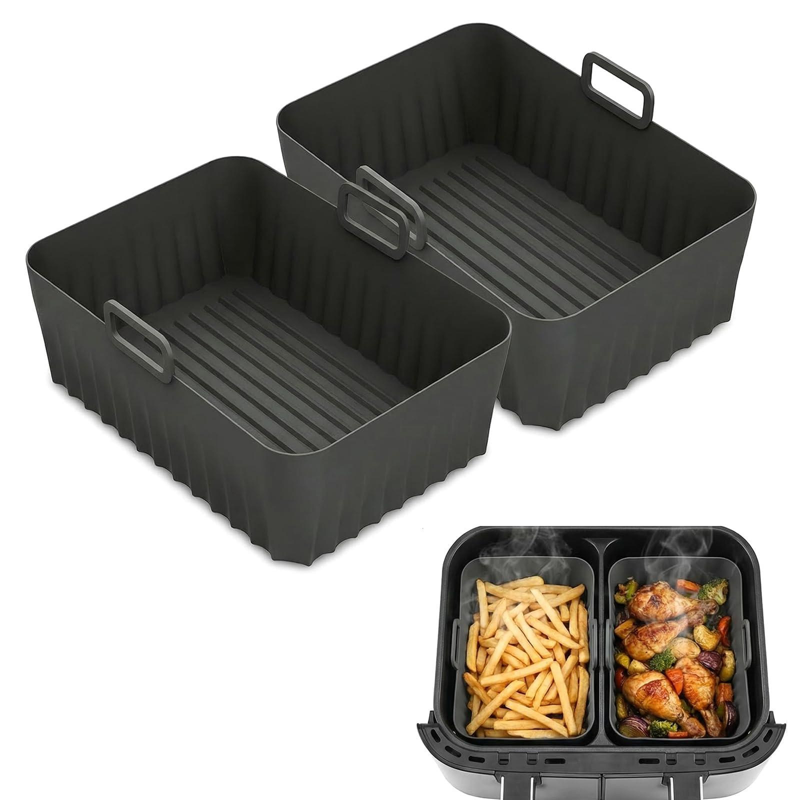 Selius Siliconenvorm voor Heteluchtfriteuse met Handgrepen, 2 Stuks, Herbruikbare Accessoires