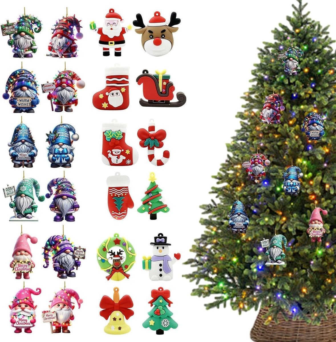 Kerstaftelkalender met 24 feestelijke adventsfiguren, Stijl E, 32 x 29 cm