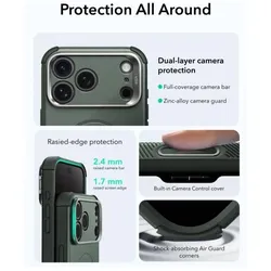 ESR - Cyber Armor Kickstand - iPhone 18 Pro / iPhone 17 Pro - Green (Apple iPhone 17 Pro, Apple iPhone 18 Pro), Smartphone Hülle, Grün