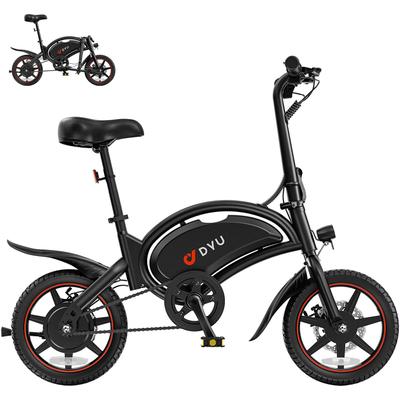 E-Bike DYU "DYU D3S", schwarz, Elektrofahrräder, 14 Zoll (35,56cm)