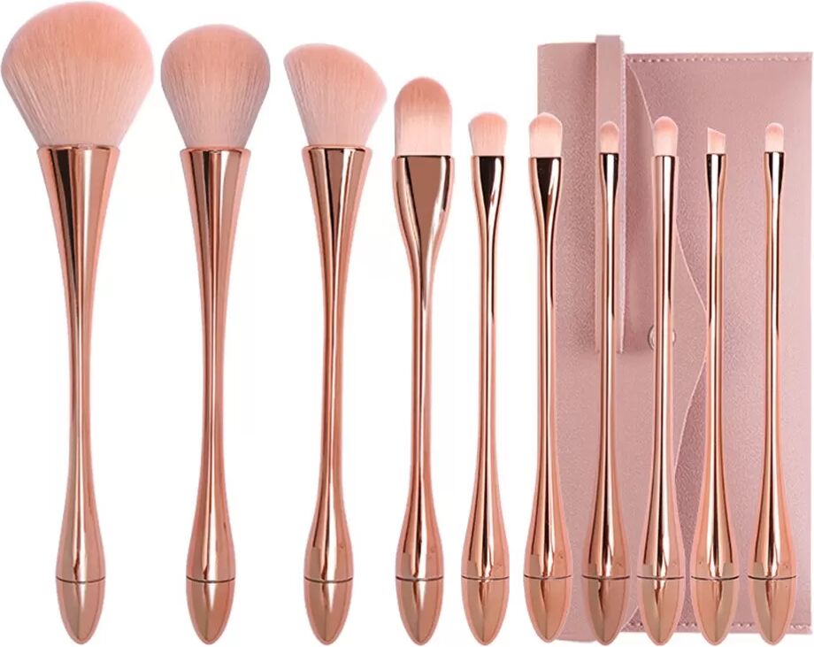 INF Ensemble de Pinceaux de Maquillage Or Rose - 10 Pièces, Pinceaux Cosmétiques Professionnels
