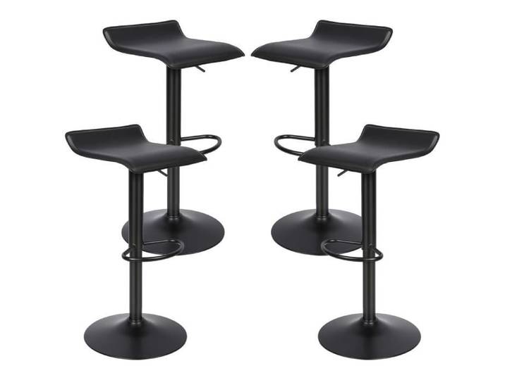 Shenglimeii TABOURET DE BAR Tabourets de bar (4pcs) Réglables en hauteur Noir
