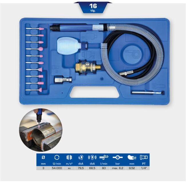 Brilliant Tools Ensemble de mini-meuleuses pneumatiques, 16 pièces (BT160710)
