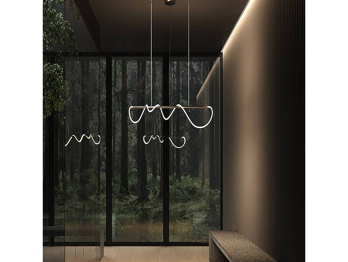 Suspension LED Tau - Type C 18 x 150 x 140cm Doré Aluminium / Silicone LED Module LED